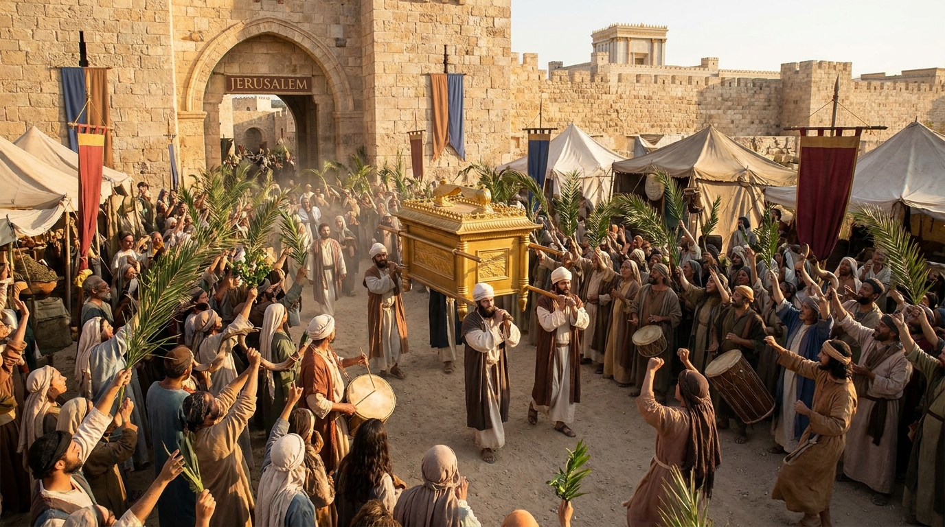 a arca da alianca chegando em Jerusalem
